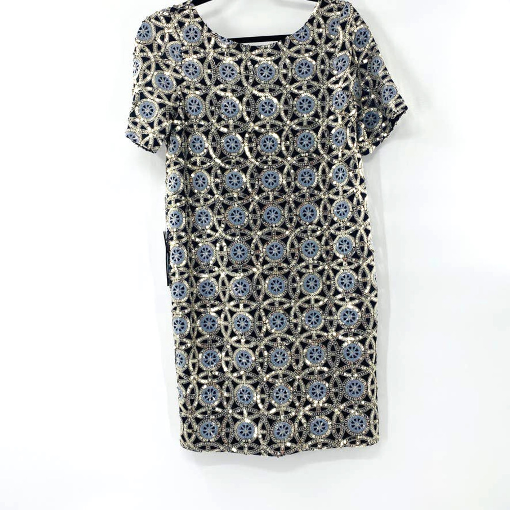 The Limited Exclusive Sequin Shift Dress Lined Black Silver Gold Size 4 Sm NWT - Picture 2 of 15
